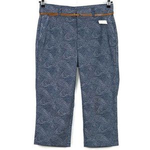 Dockers Hello Smooth Capri Pants Blue White Paisley Slimming‎ Stretch 6